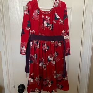 Tea red flower long sleeve dress size 8